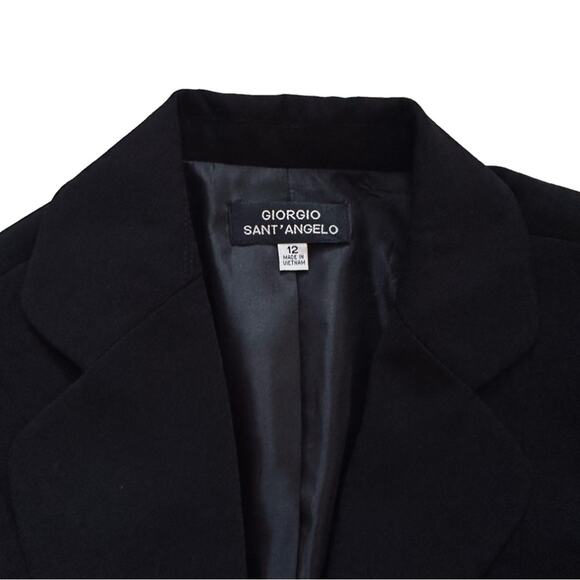 Giorgio Sant’Angelo Blazer Jacket Black Button Front Pleated Classic Size 12 - Picture 2 of 12